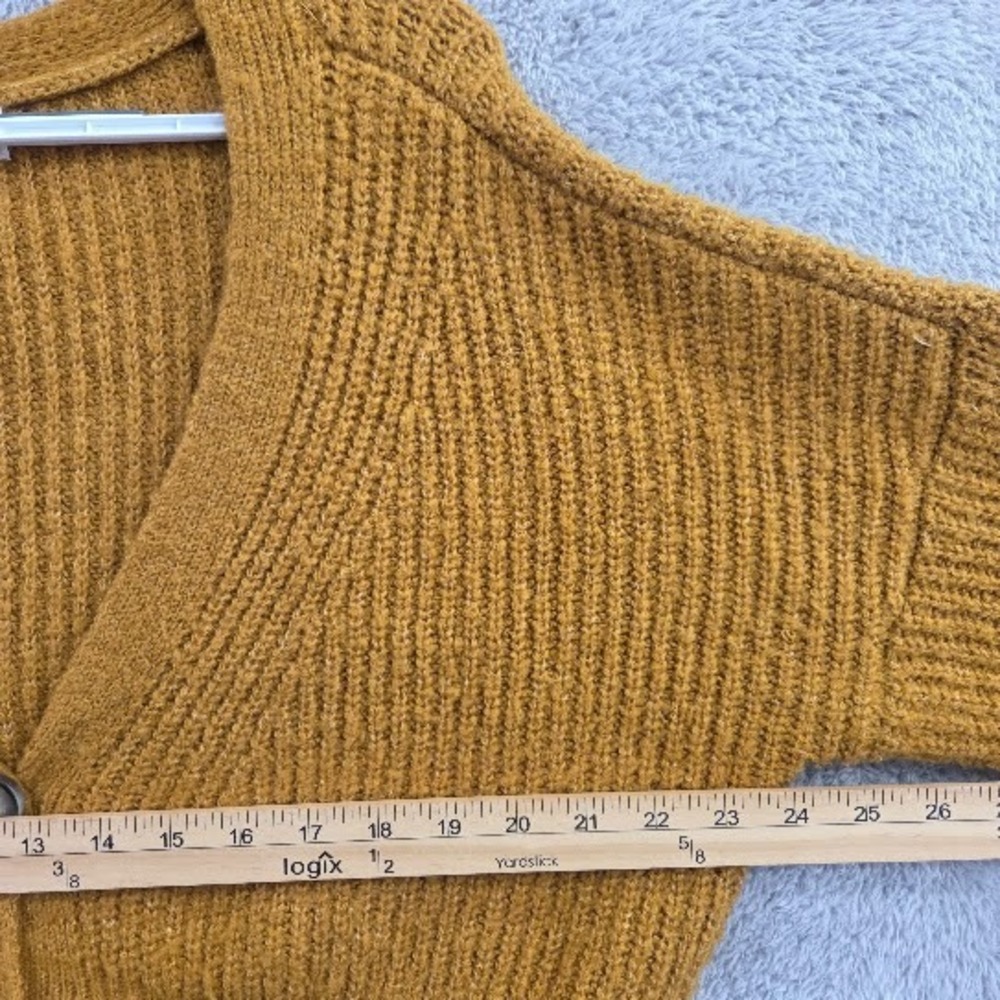 Double Zero Cardigan Cropped Lovely Large Mustard Yellow‎ Knit Boho Cozy Slouchy - Picture 4 of 8